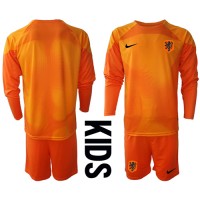 Holland Målmand Udebanesæt Børn VM 2022 Langærmet (+ Korte bukser)